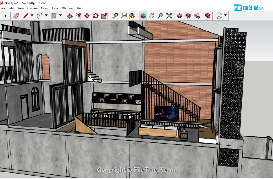 nhà phố 3 tầng su,su nhà phố 3 tầng,model sketchup nhà phố 3 tầng,File sketchup nhà phố 3 tầng